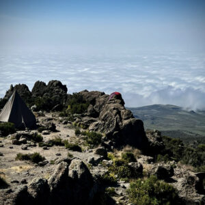 Rugged landscape on Mount Kilimajaro