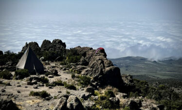 Rugged landscape on Mount Kilimajaro