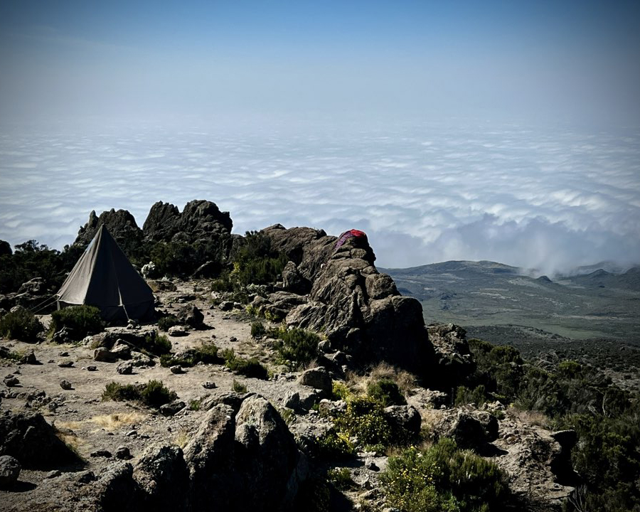 Rugged landscape on Mount Kilimajaro