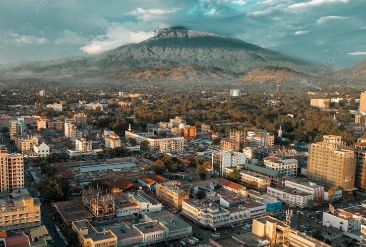 Arusha city with Mount Meru backdrop