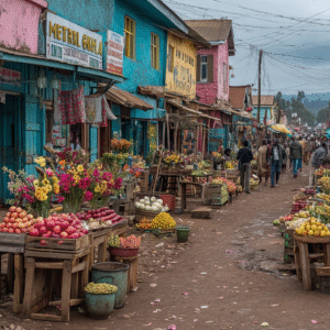 Mto wa Mbu market stalls with colorful produce