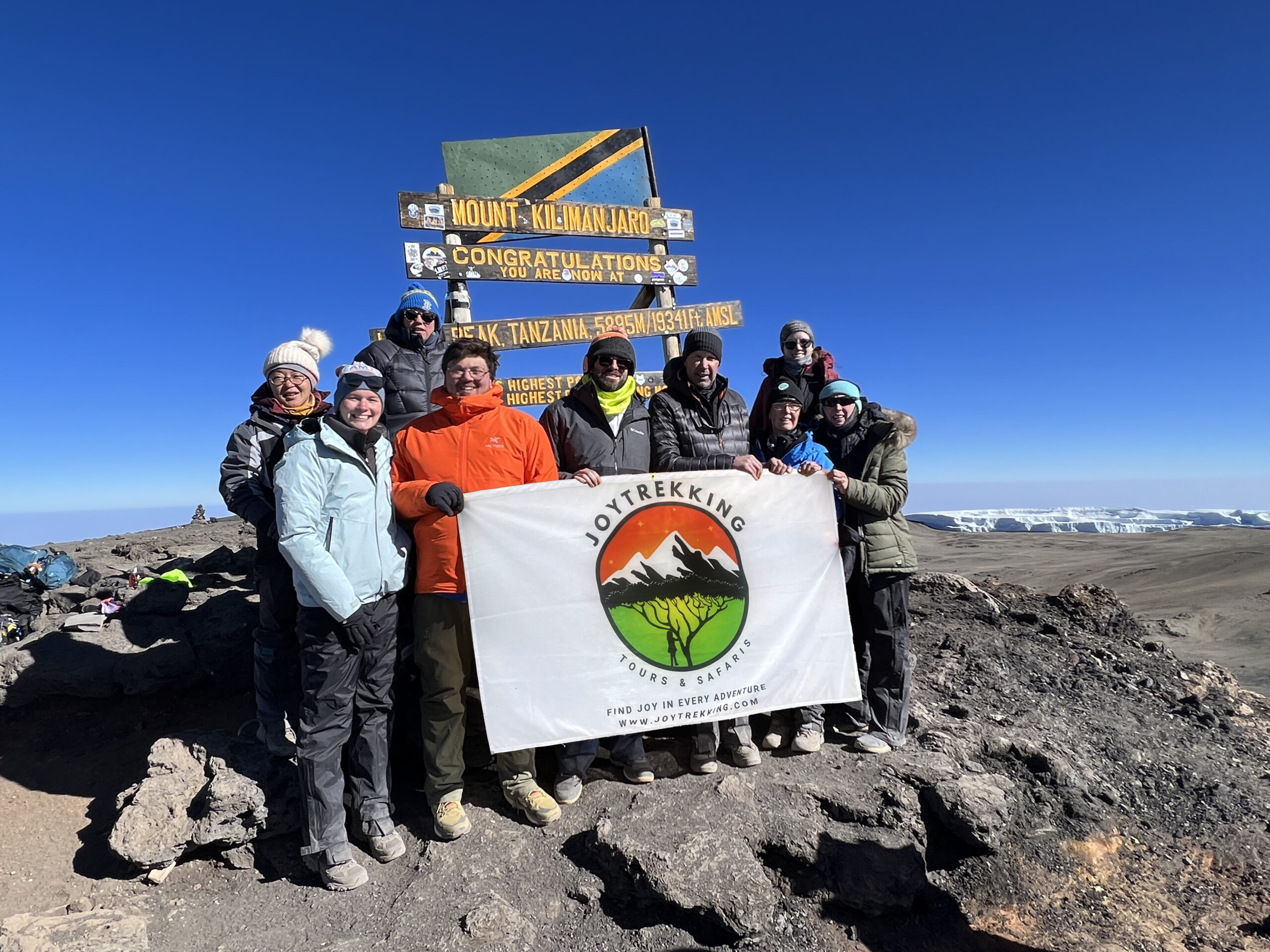 Reaching the top of Mount Kilimanjaro
