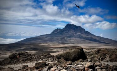 Mount Kilimanjaro with Shira Plateau in the foreground