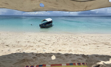 Under a canopy for shade at Nakupenda Beach Reserve