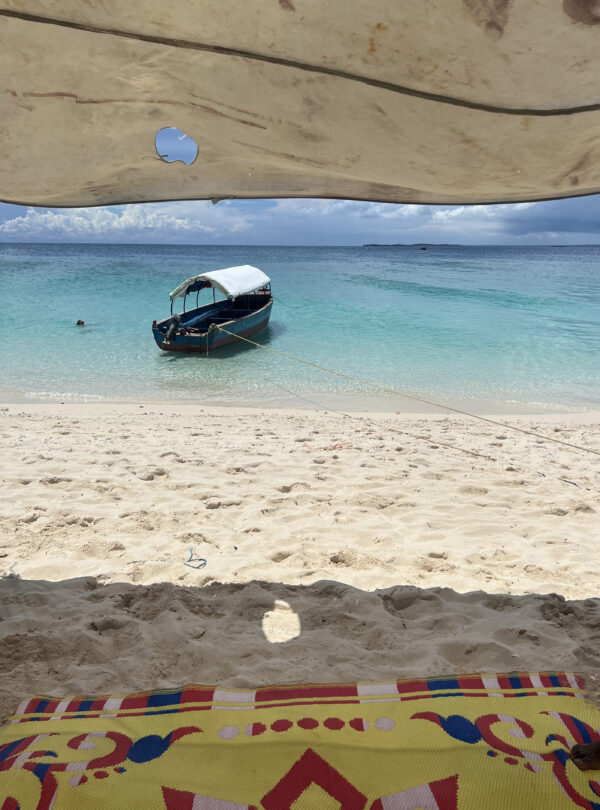 Under a canopy for shade at Nakupenda Beach Reserve