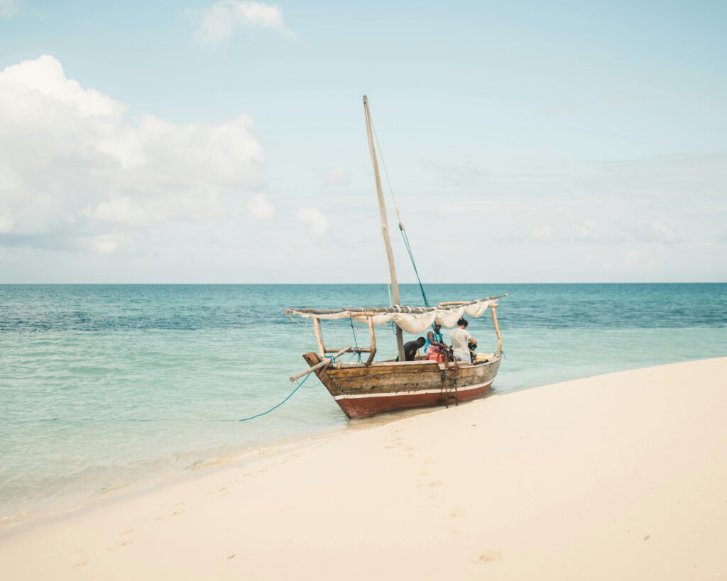Traditional Dhow sailing boat on the Indian Ocean, Zanzibar