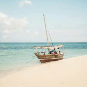 Traditional Dhow sailing boat on the Indian Ocean, Zanzibar