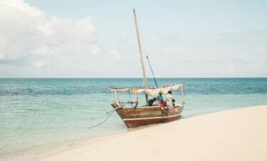 Traditional Dhow sailing boat on the Indian Ocean, Zanzibar