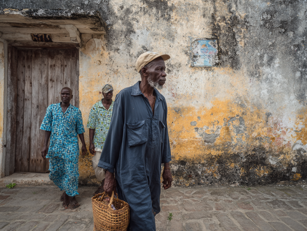 Local guide walking with visitors through a Zanzibar village