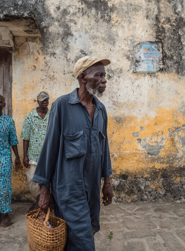 Local guide walking with visitors through a Zanzibar village