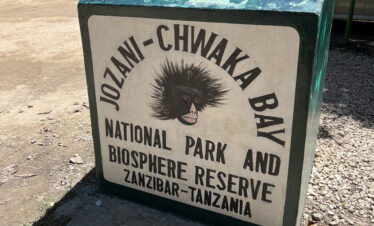 Sign outside Jozani-Chwaka Bay National Park and Biosphere Reserve, Zanzibar