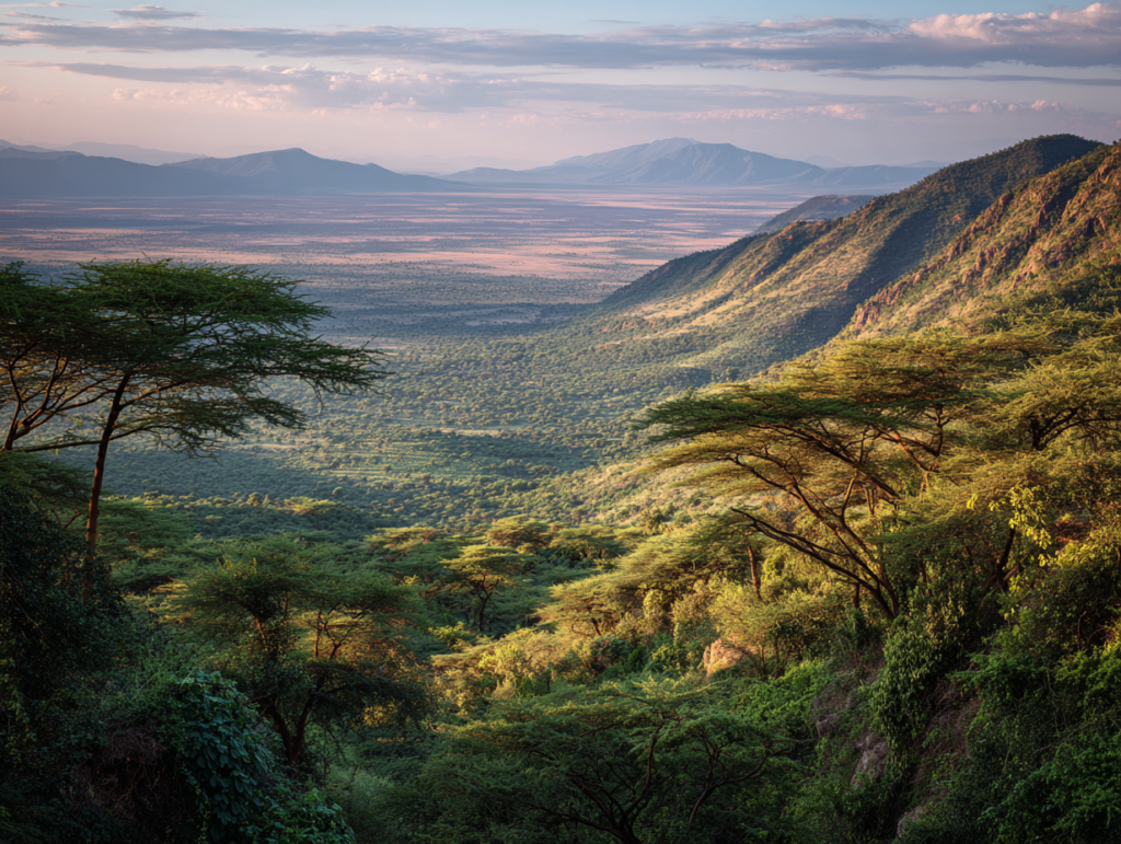 Rift Valley landscape near Lake Eyasi in the morning light