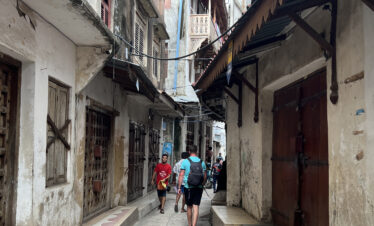 Narrow Stone Town alley in Zanzibar