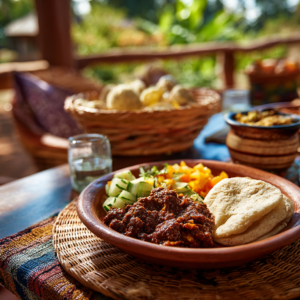 Simple Swahili lunch served at a rural spice farm in Zanzibar