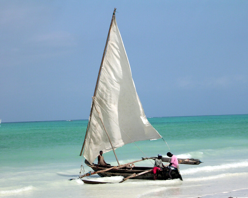 Traditional Dhow sailing boat in Zanzibar