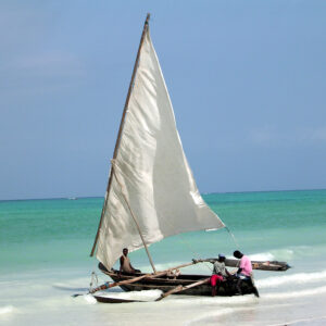 Traditional Dhow sailing boat in Zanzibar
