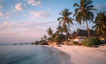 Calm Zanzibar beach in early evening light