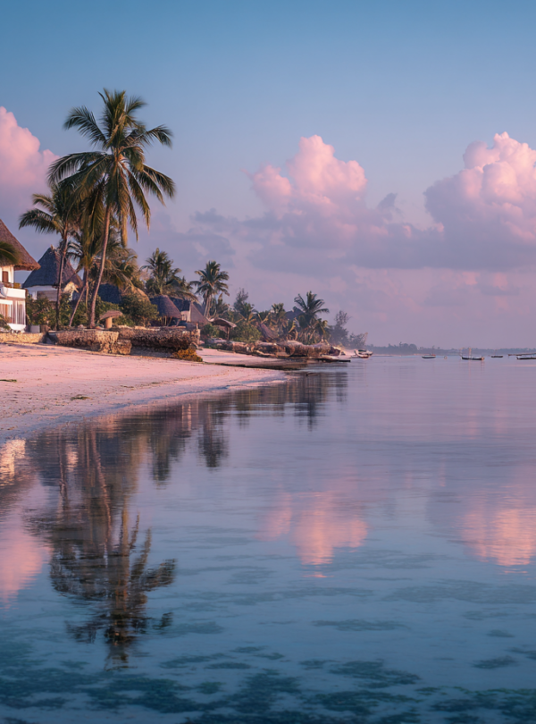 Calm Zanzibar beach in early evening light
