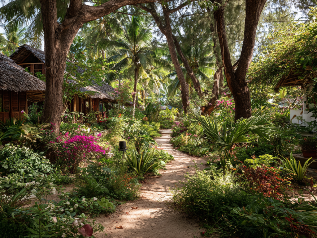 Green garden environment at a butterfly conservation site in Zanzibar