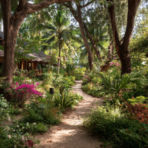 Green garden environment at a butterfly conservation site in Zanzibar