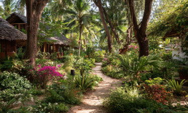Green garden environment at a butterfly conservation site in Zanzibar
