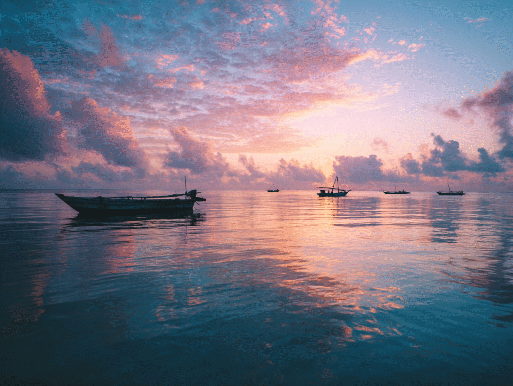 Early morning ocean conditions during a dolphin experience in Zanzibar