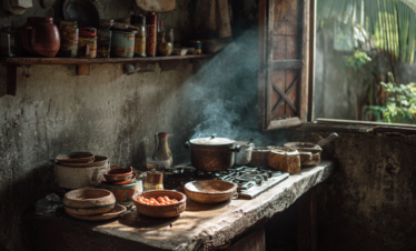 Simple home kitchen setting during a Zanzibar cooking experience