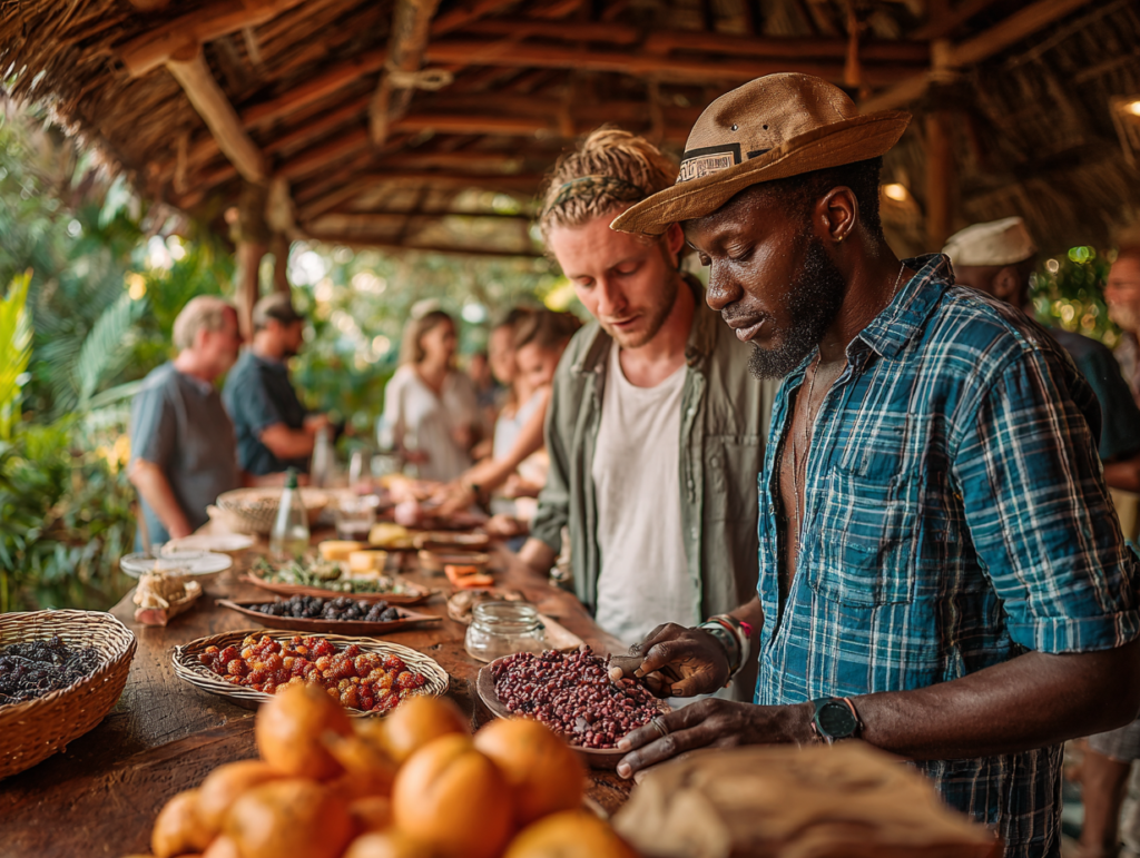 Seasonal fruit tasting at a local Zanzibar spice farm