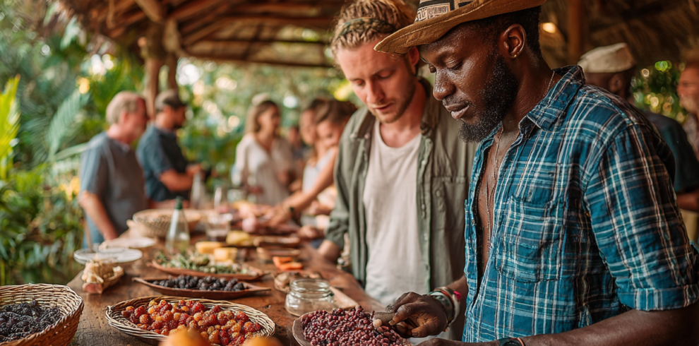 Seasonal fruit tasting at a local Zanzibar spice farm