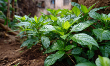 Spice plants growing naturally at a Zanzibar spice farm