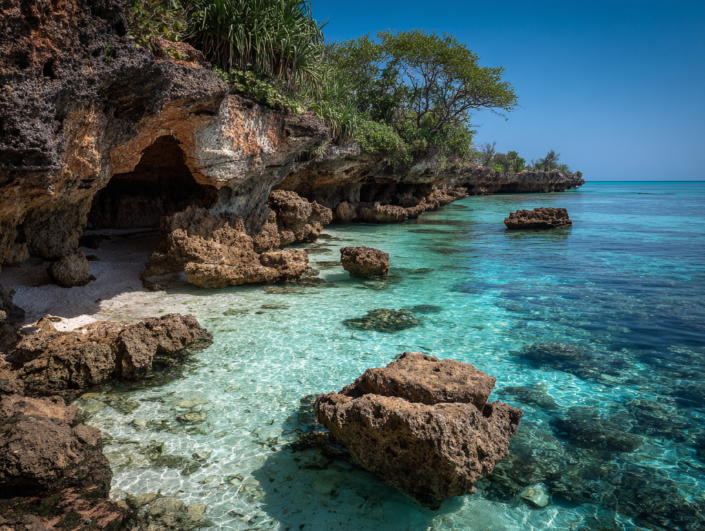 Coastal conservation site used for swimming with turtles in Zanzibar