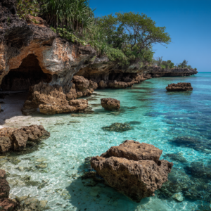 Coastal conservation site used for swimming with turtles in Zanzibar