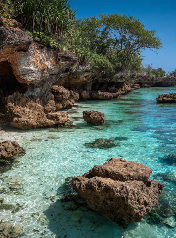 Coastal conservation site used for swimming with turtles in Zanzibar