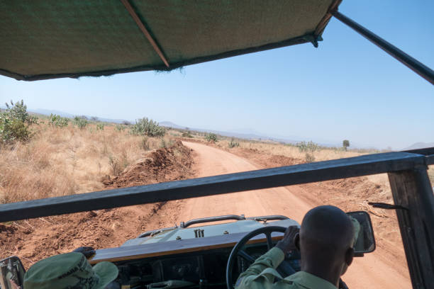 Off-road safari in Tanzania view from Land Rover in Ruaha National Park