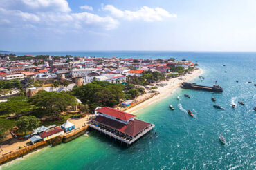 Best Time to Visit Zanzibar for the Best Weather aerial view of turquoise ocean and white sand beaches in Zanzibar Tanzania