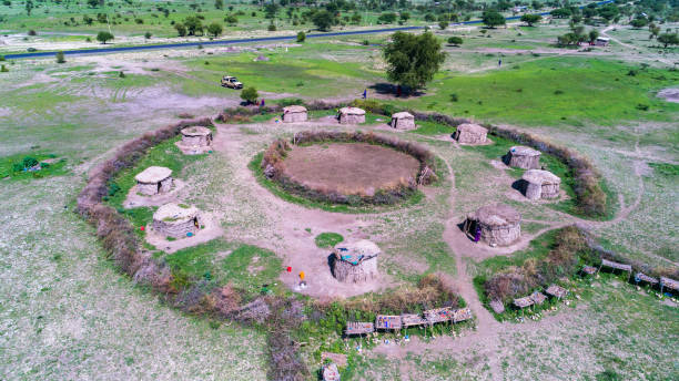 Traditional Maasai village near Arusha Tanzania showing huts, local people, and cultural life for Cultural Tourism in Tanzania