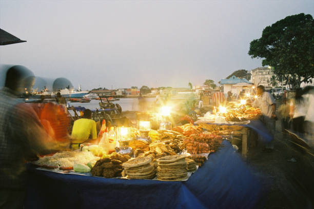Forodhani Gardens night market Stone Town Zanzibar seafood market at dusk local food stalls Zanzibar Island Tanzania