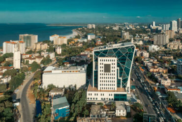 Dar es Salaam City Tour aerial view of Tanzanite Bridge showcasing modern Tanzania tourism and coastal city landscape