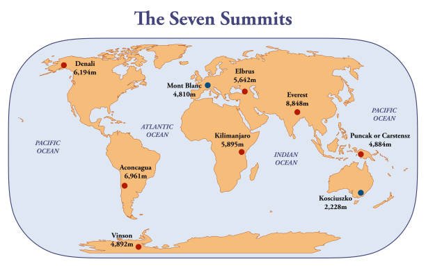 The Seven Summits, including Mount Kilimanjaro in Africa