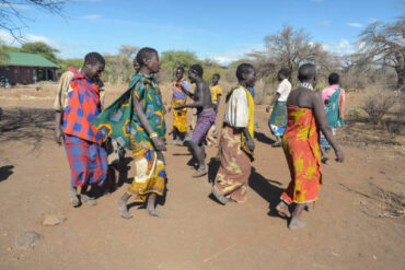 Hadzabe people performing a traditional dance near Lake Eyasi, Tanzania