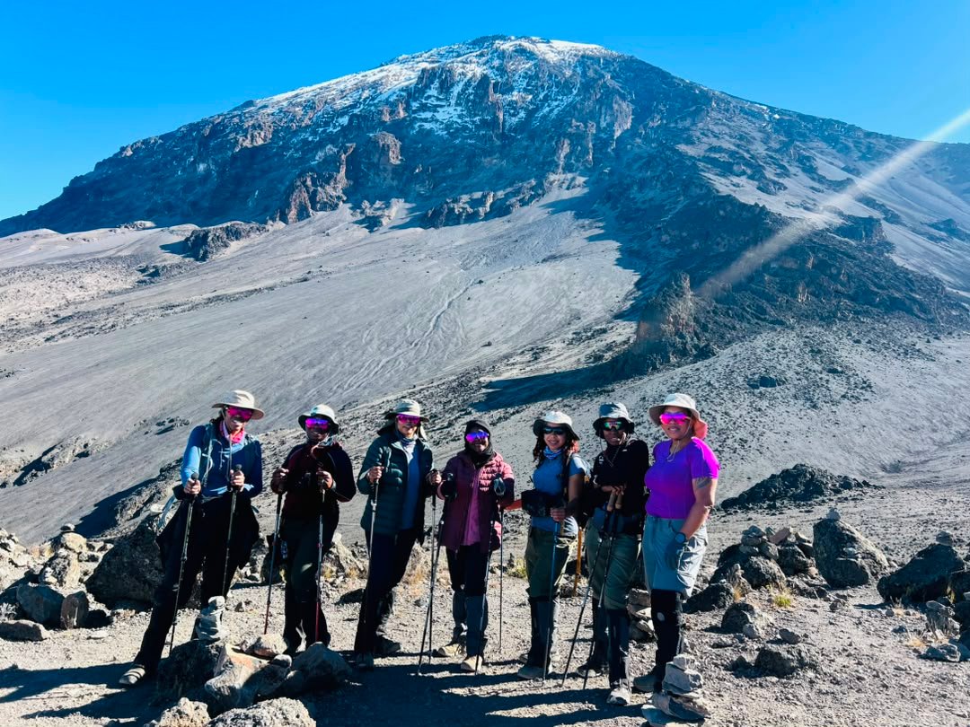American travelers climbing Mount Kilimanjaro from USA