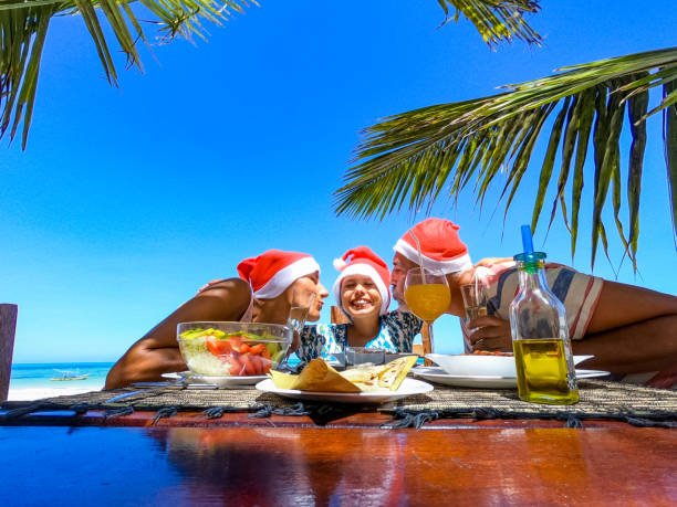 Family enjoying a Christmas holiday in Tanzania