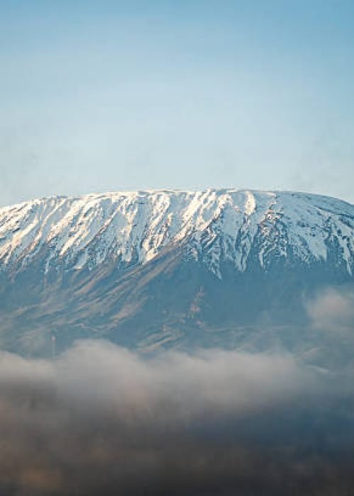 Mount Kilimanjaro extreme altitude snow summit view showing glacier peak Tanzania